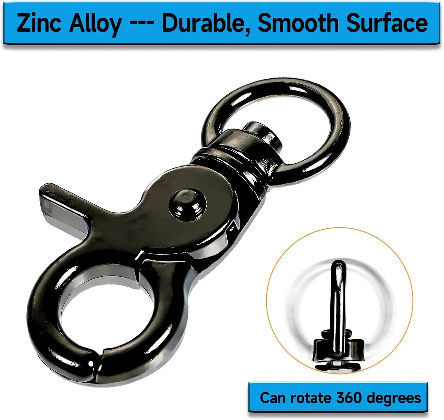 10PCS Trigger Snap Hooks 2.32'' x 0.82'' Zinc Alloy Black Swivel Snap Hooks Heavy Duty Metal Lanyard Clips Hardware for Dog Leash Purse Bag Clips Cages (10)
