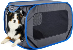 38inches Large Pop Up Kennel,Collapsible Travel Pet Crate, Indoor and Outdoor Portable Dog Enclosure, Portable Pet Car Seat Kennel (Gray)