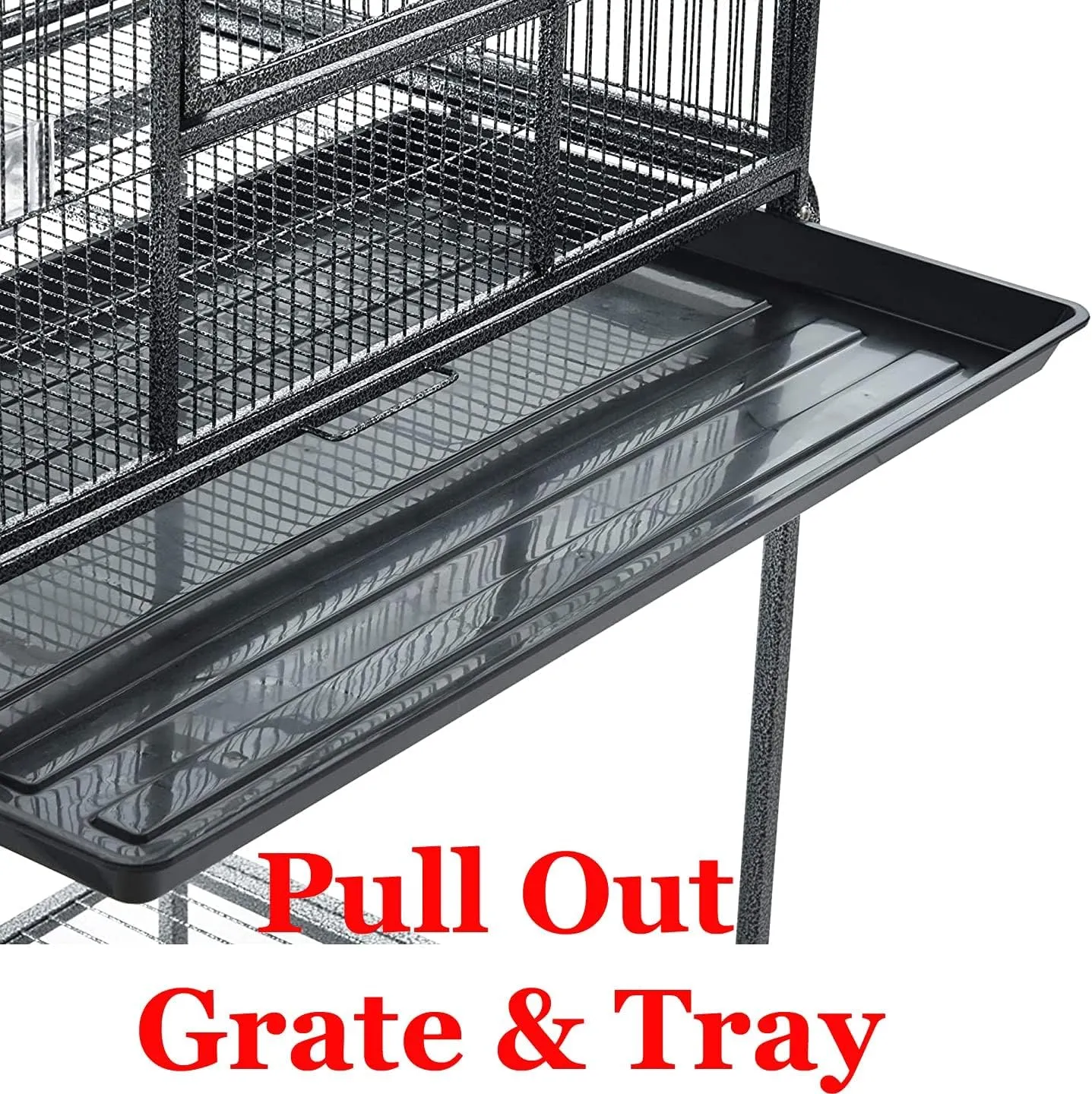 70" Extra Large Bird Parrot Flight Breeder Cage Side Breeding Nest Box Door Double Feeder Cups Easy Pull Out Metal Grate and Washable Tray with Removable Rolling Stand