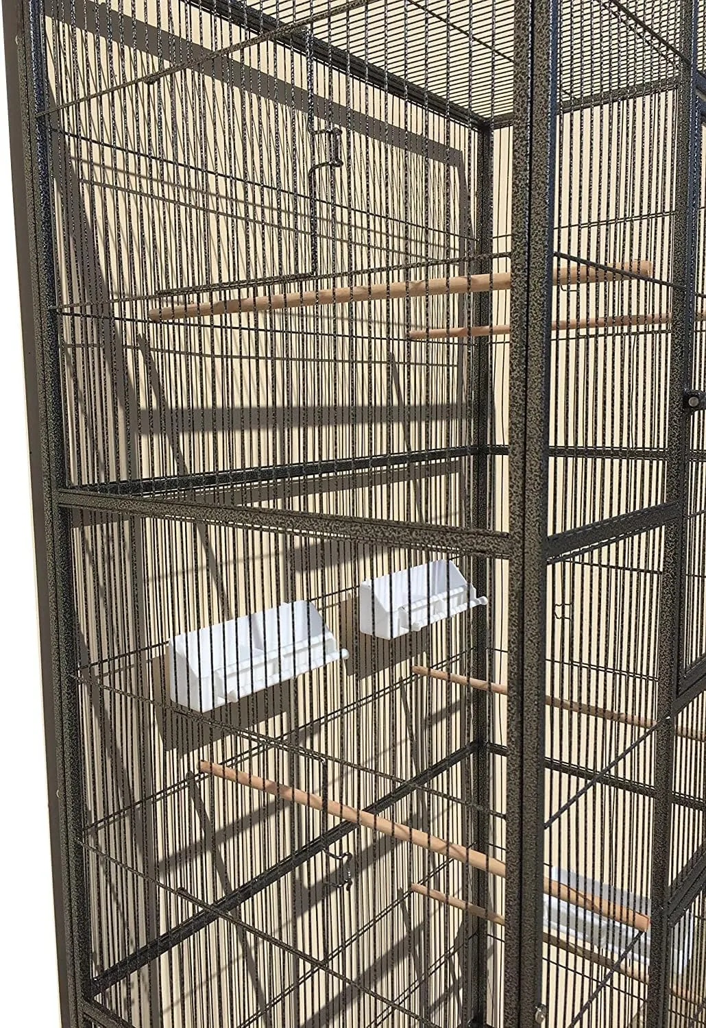 70" Extra Large Bird Parrot Flight Breeder Cage Side Breeding Nest Box Door Double Feeder Cups Easy Pull Out Metal Grate and Washable Tray with Removable Rolling Stand