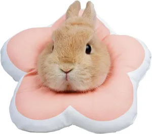 Adjustable Rabbit Protection Cone - Soft Waterproof Recovery Collar for Bunny Chinchilla Guinea Pig Kitten After Surgery Wound Healing Elizabeth Neck Cone E-Collar for Small Pets (Pink, XS)
