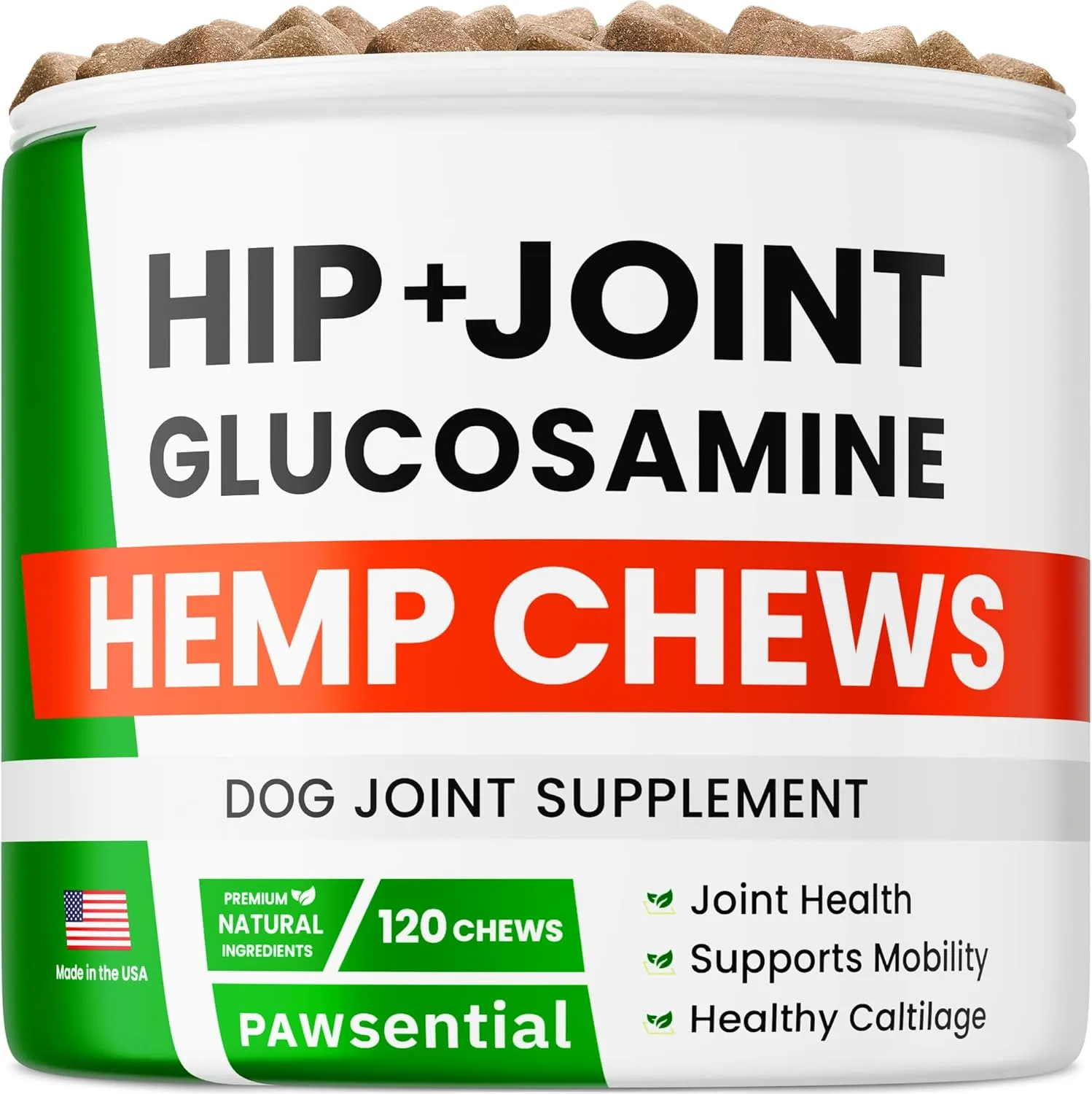 Advanced Hemp Hip & Joint Supplement for Dogs - Glucosamine for Dogs - Dog Joint Pain Relief Treats - Chondroitin Turmeric MSM Hemp Oil - Hemp Treats for Joint Health - Senior Mobility Support Chew