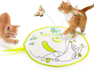 ALL FOR PAWS Interactive Cat Toy,3 in 1 Hide and Seek Cat Wand Toy, Fluttering Butterfly Cat Toy, Cat Toys Interactive for Indoor Cats, Kitten Supplies