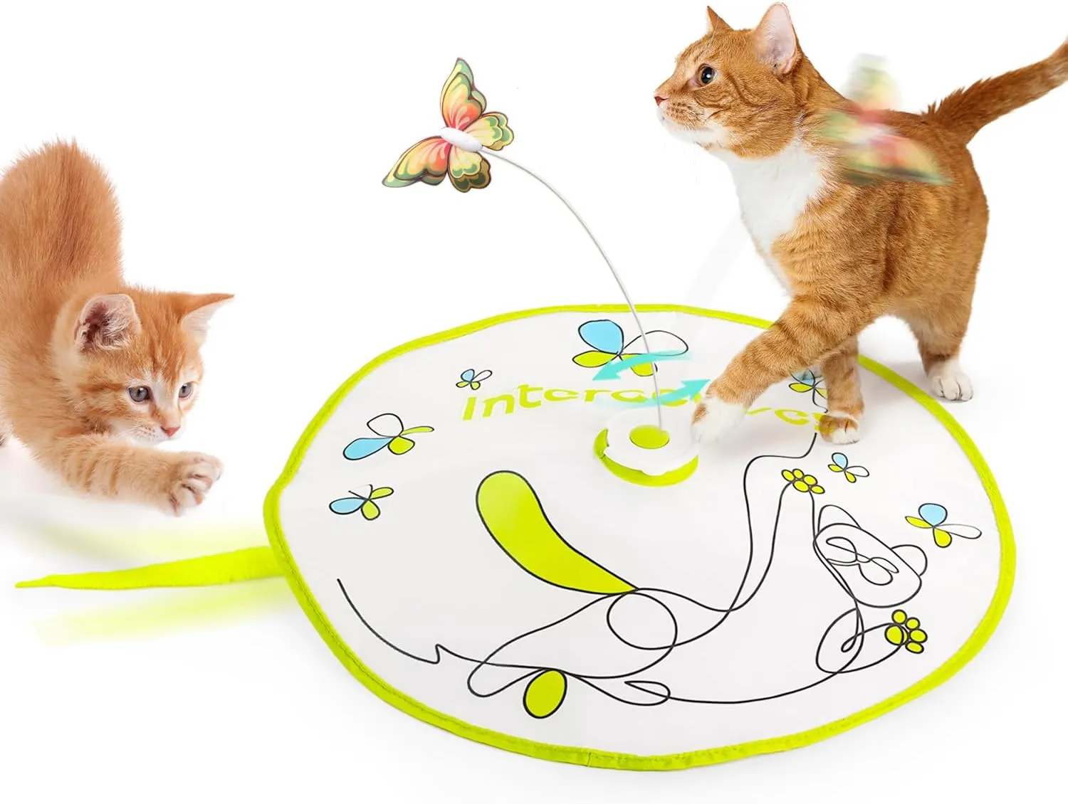 ALL FOR PAWS Interactive Cat Toy,3 in 1 Hide and Seek Cat Wand Toy, Fluttering Butterfly Cat Toy, Cat Toys Interactive for Indoor Cats, Kitten Supplies