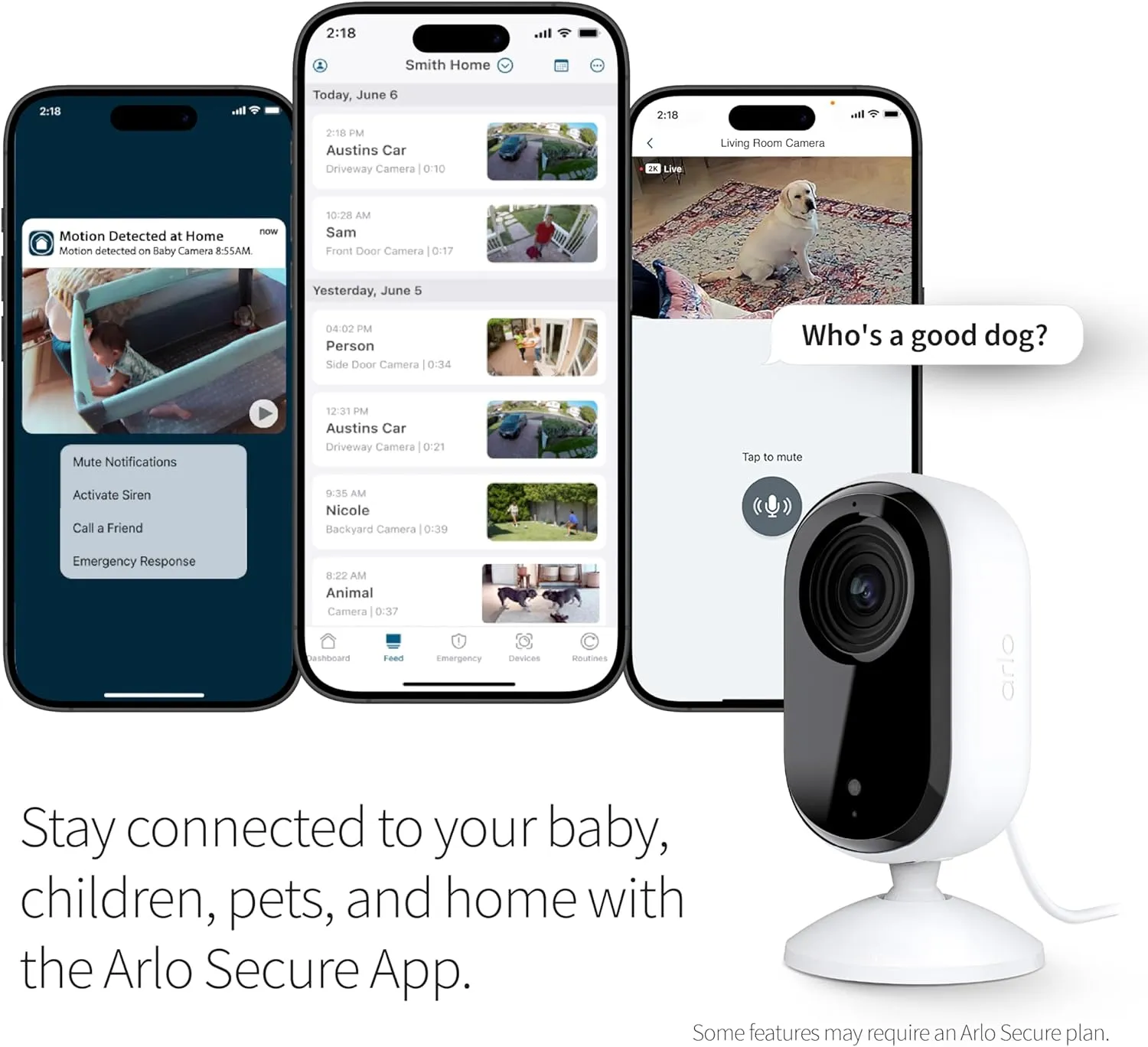 Arlo Essential Security Camera 2K | Indoor Only| 2nd Gen | Baby Monitor & Pet Camera | Wired Automated Privacy Shield, 2-Way Audio, Night Vision, Live Stream, Motion Alerts & Notifications White,1 Cam