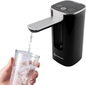 Automatic Water Dispenser Pump for 5 Gallon Bottle - Digital Display, Type-C USB Charging, Portable Electric Water Pump, Foldable Spout, Quantitative & Continuous Dispensing (Black - Silver)