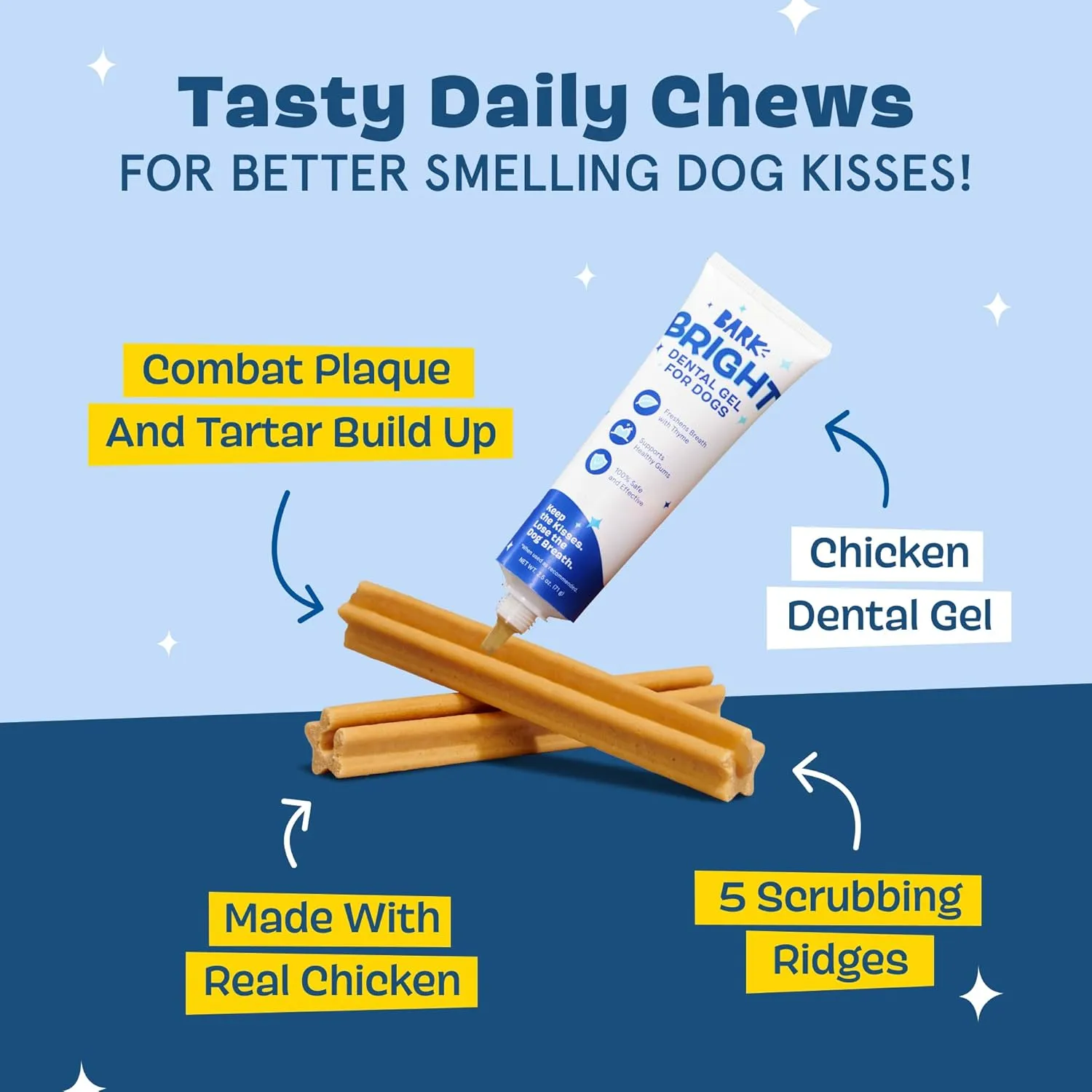 Barkbox Bright Original Dog Dental Kit, 30 Teeth Cleaning Chew Sticks & Toothpaste - Small Breeds