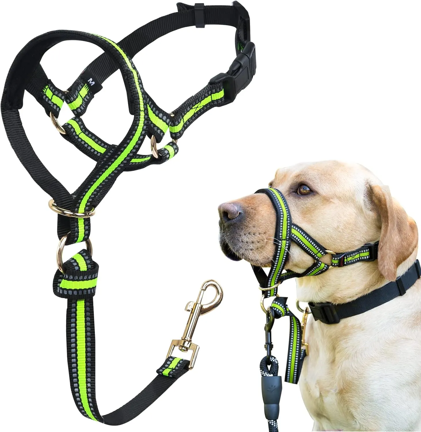 BARKLESS Muzzle Leash for Heavy Pullers, No Pull Stylish Head Halter for Small and Medium Aggressive Dogs, Gentle Dog Face Harness Stops Pet Pulling and Choking on Walks, Adjustable Head Collar