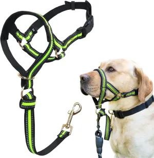 BARKLESS Muzzle Leash for Heavy Pullers, No Pull Stylish Head Halter for Small and Medium Aggressive Dogs, Gentle Dog Face Harness Stops Pet Pulling and Choking on Walks, Adjustable Head Collar
