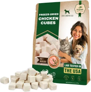 Beloved Pets Dog & Cat Treats Freeze Dried Chicken Cubes 5.5 oz - All Natural Meat Raw Pet Food - Human Grade High-Protein Snacks & Grain-Free Jerky Chews for Cats and Small Dogs