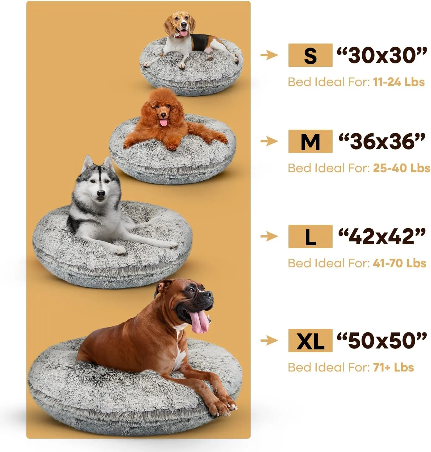 Bessie and Barnie Bagel Donut Dog Bed - Extra Plush Faux Fur - Circle/Donut Dog Bed - Waterproof Lining and Removable Washable Cover - Calming Dog Bed - Multiple Sizes & Colors Available