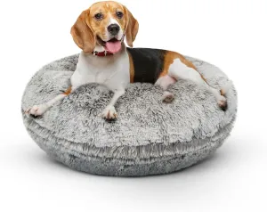 Bessie and Barnie Bagel Donut Dog Bed - Extra Plush Faux Fur - Circle/Donut Dog Bed - Waterproof Lining and Removable Washable Cover - Calming Dog Bed - Multiple Sizes & Colors Available