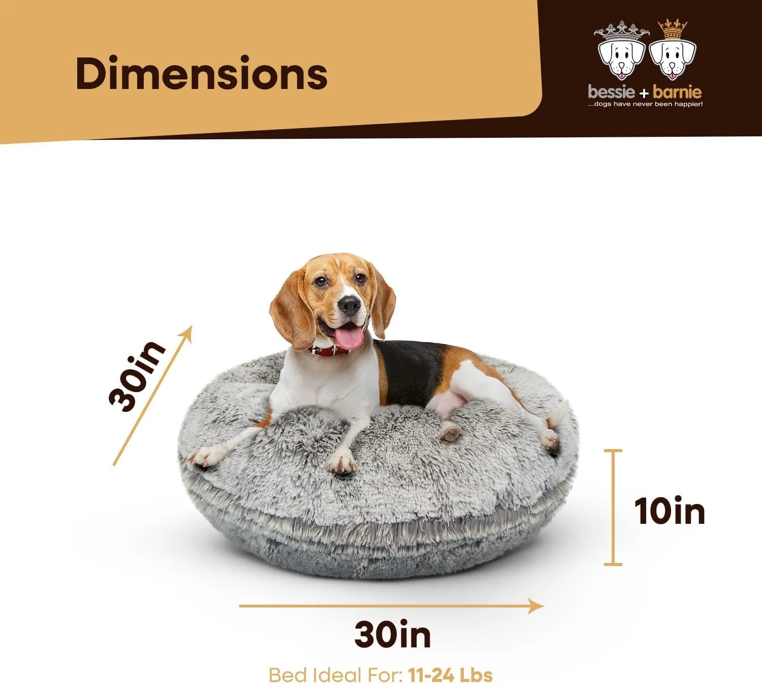 Bessie and Barnie Bagel Donut Dog Bed - Extra Plush Faux Fur - Circle/Donut Dog Bed - Waterproof Lining and Removable Washable Cover - Calming Dog Bed - Multiple Sizes & Colors Available