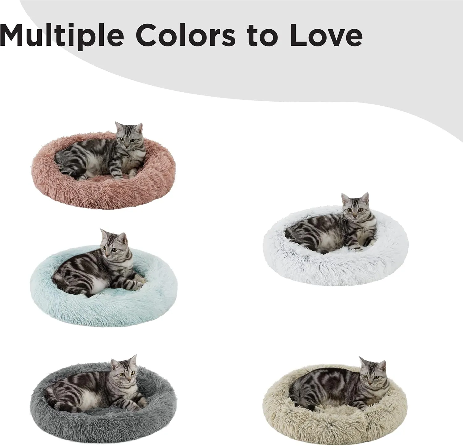 Best Friends by Sheri Calming Oval Cat Bed Pad, Shag, Grey Faux Fur, 21" x 19"