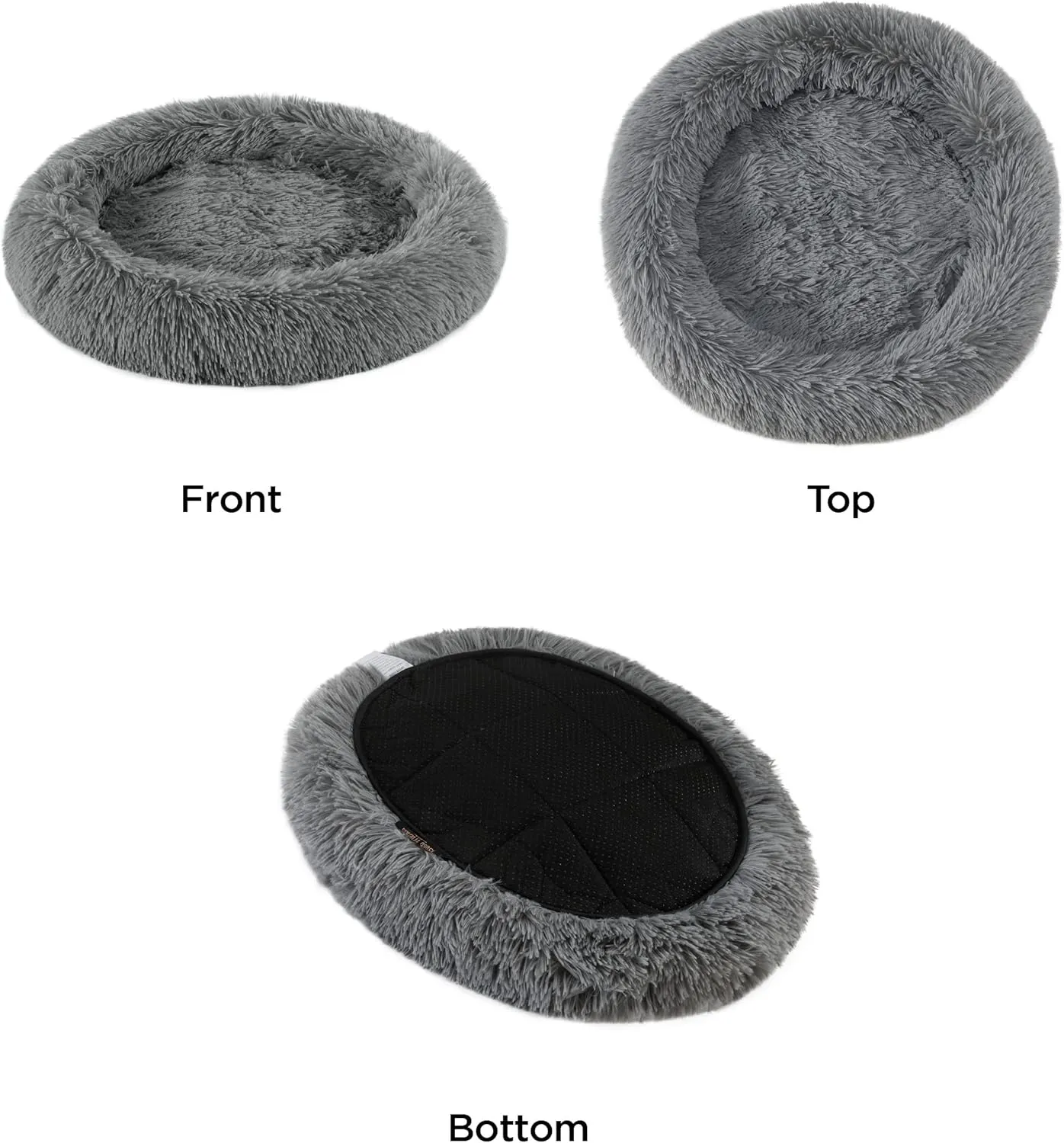 Best Friends by Sheri Calming Oval Cat Bed Pad, Shag, Grey Faux Fur, 21" x 19"