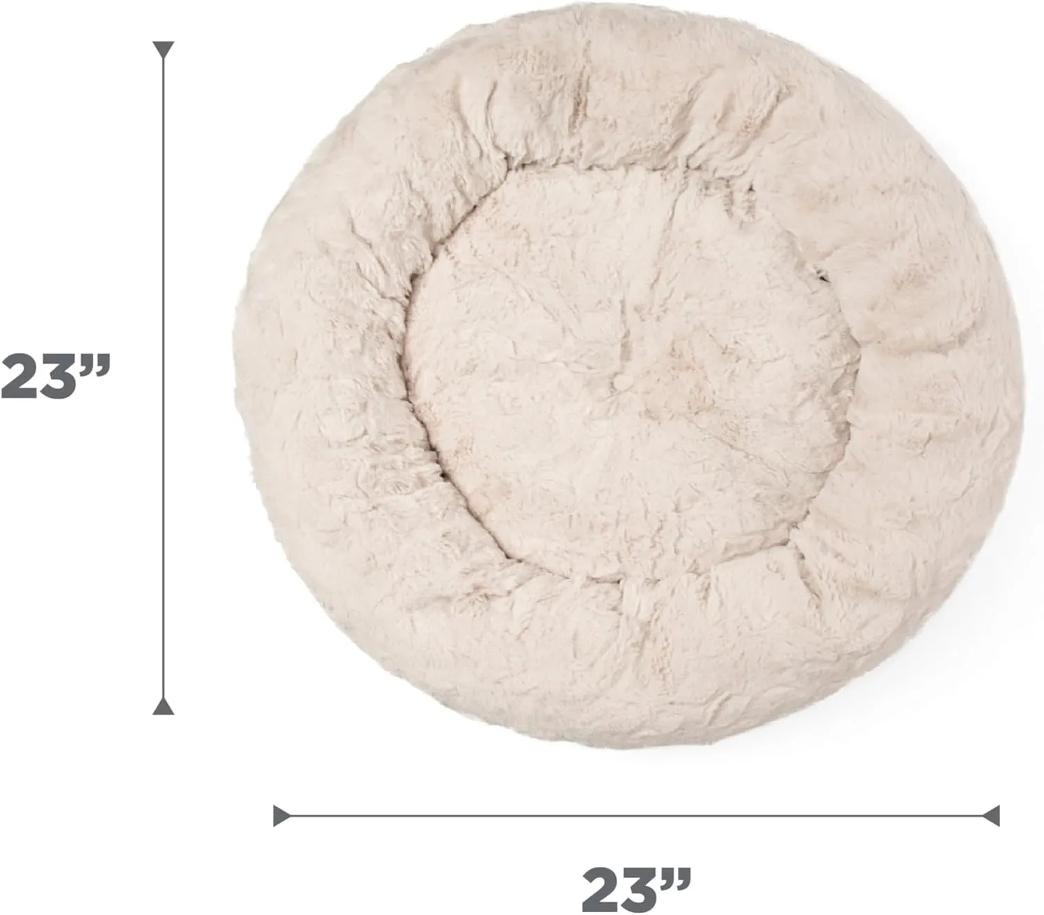 Best Friends by Sheri Original Calming Donut Dog and Cat Bed, Lux Faux Fur, Oyster, Small (23x23) - Helps Provide Anxiety Relief for Pets