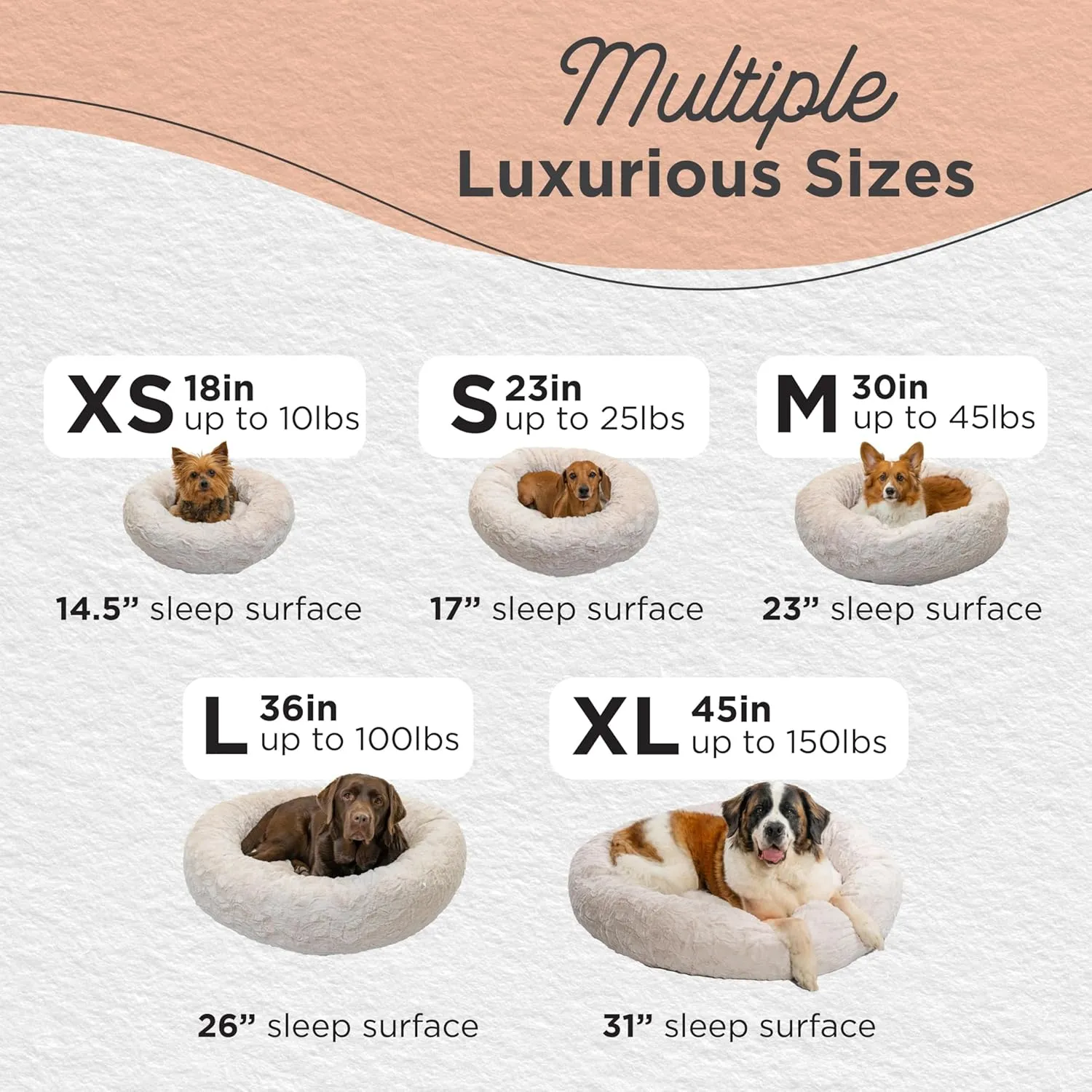 Best Friends by Sheri Original Calming Donut Dog and Cat Bed, Lux Faux Fur, Oyster, Small (23x23) - Helps Provide Anxiety Relief for Pets
