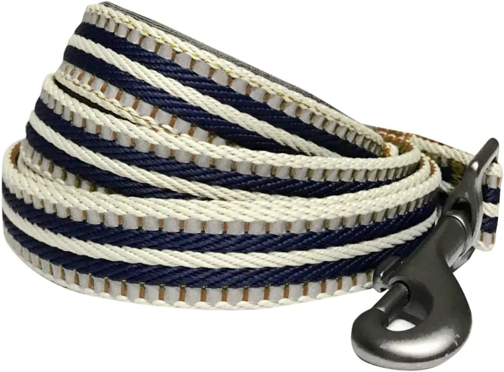 Blueberry Pet 3M Reflective Dog Leash with Soft & Comfortable Handle - Multi-Colored Stripe Olive & Blue-Gray - Size Small