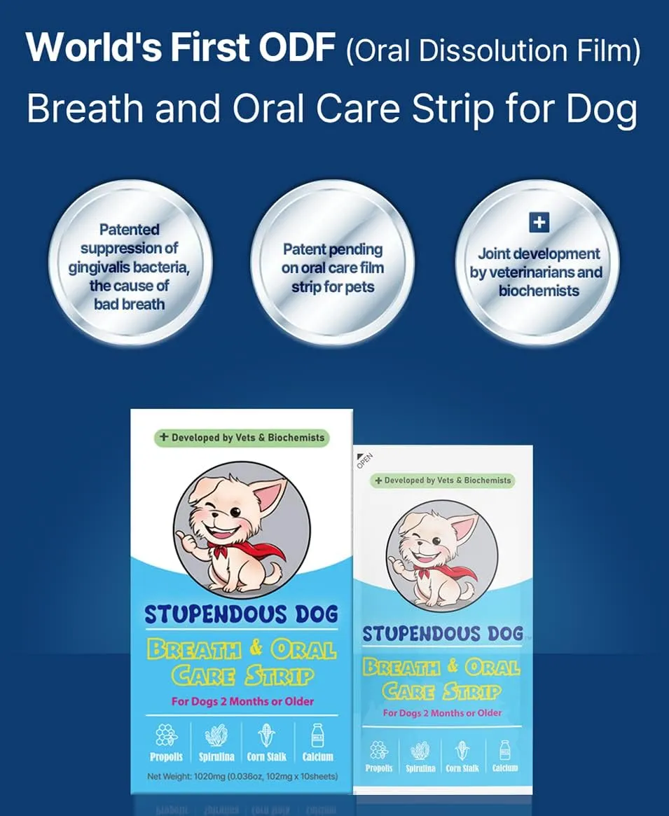 Breath Freshener Supplement - Canine Dental Formula for Clean Teeth, Fresh Breath, & Healthy Mouth - Dog Bad Breath Treatment - Dog Toothpaste (10 Strips)