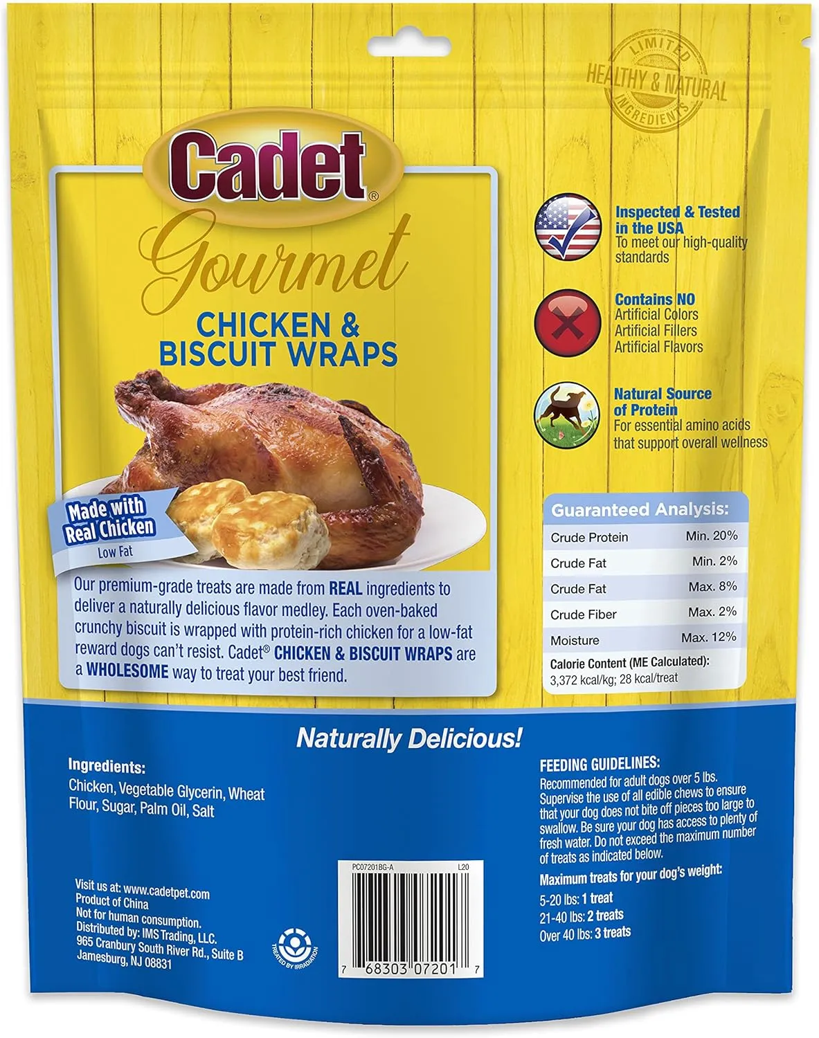 Cadet Gourmet Chicken Wrapped Biscuit Dog Treats, Training Treats for Small and Large Dogs, Inspected & Tested in USA, 14 oz.