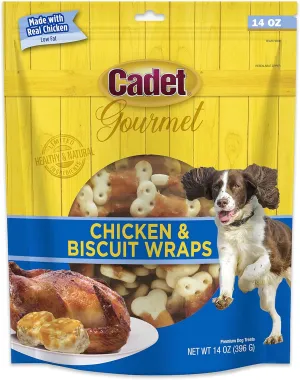 Cadet Gourmet Chicken Wrapped Biscuit Dog Treats, Training Treats for Small and Large Dogs, Inspected & Tested in USA, 14 oz.