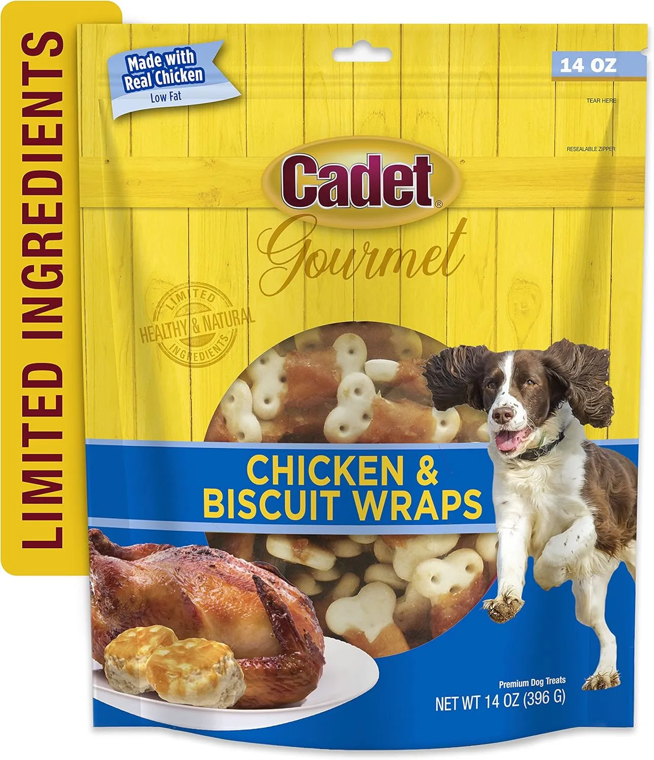 Cadet Gourmet Chicken Wrapped Biscuit Dog Treats, Training Treats for Small and Large Dogs, Inspected & Tested in USA, 14 oz.