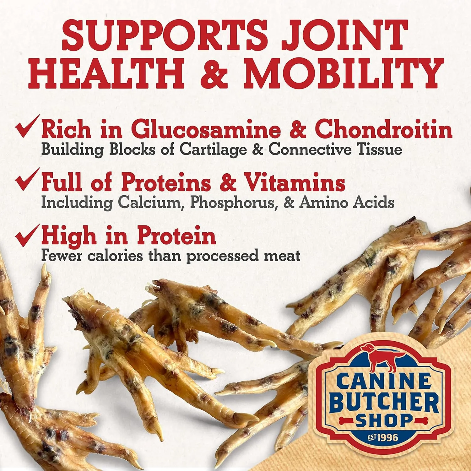 Chicken Feet Dog Treats, Raised & Made in USA (30-Pack), Dehydrated Chicken Feet, All Natural Dog Chews & Dog Snacks