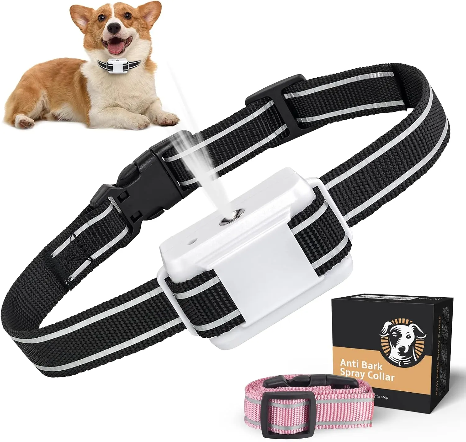 Citronella Bark Collar for Large Dogs - Automatic Anti Bark, Adjustable Sensitivity & Volume, Black