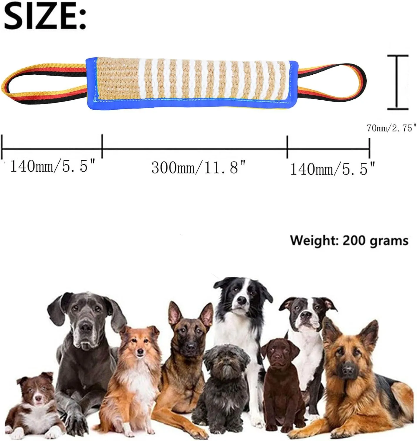 Clysoru Dog Tug Toy Dog Tough Jute Bite Pillow Lasting Training Equipment Two Flag Handles Puppy to Large Dogs Interactive Toy war Toys for Aggressive chewers