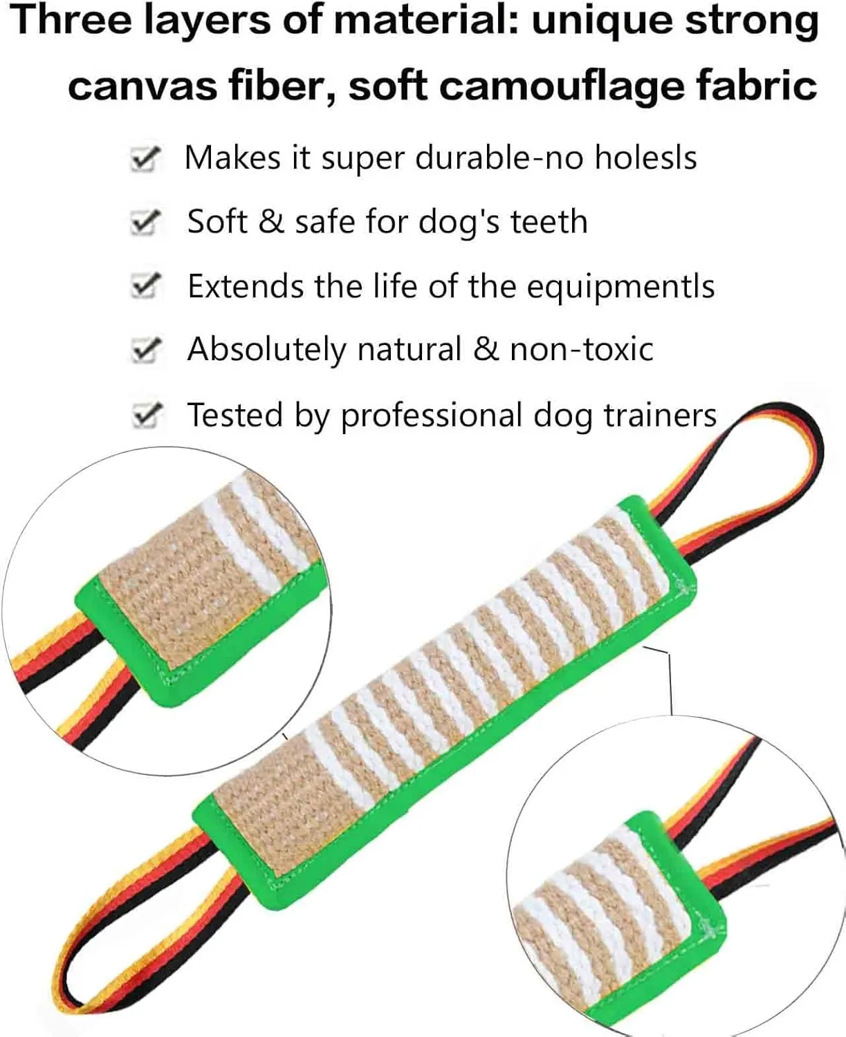 Clysoru Dog Tug Toy Dog Tough Jute Bite Pillow Lasting Training Equipment Two Flag Handles Puppy to Large Dogs Interactive Toy war Toys for Aggressive chewers