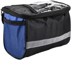 Collapsible Bike Basket, Large Capacity Bike Handlebar Bag, Multi-Purpose Detachable Bicycle Front Basket, Front Storage Bag With Reflective Strip for Shopping Commuter Pet Camping Outdoor blue