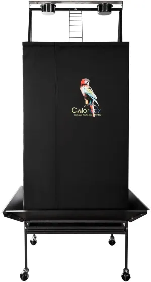 Colorday Good Night Bird Cage Cover for Large Bird Cage with Play Top (Patented), Black 68"