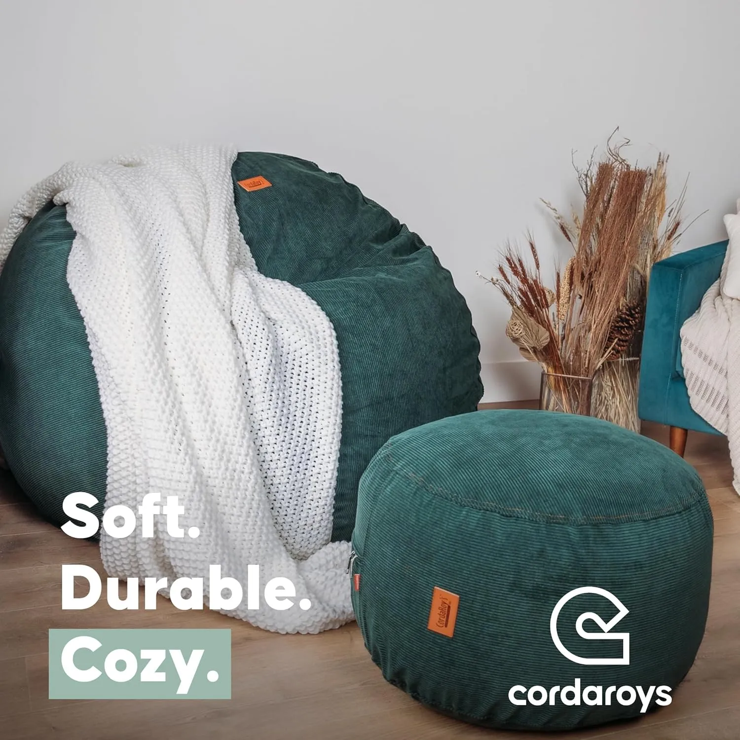 CordaRoy's Faux Fur Bean Bag-Convertible Bean Bag Chair & Bed-Machine-Washable Faux Fur Fabric Cover for Basement, Living Room, Game Room, Dorm & More - Queen Size - Grey | Made in The USA