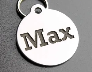 DEEP Custom Stainless Steel Pet ID Tags Front and Back Engraved Dog Tags Personalized for Dogs and Cats (Round 1-1/4"X1-1/8)