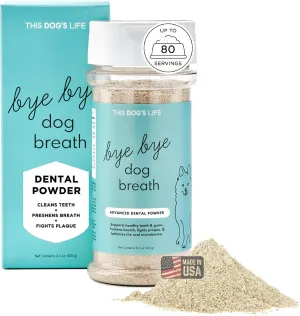 Dental Powder - Dog Teeth Cleaning Powder, Freshens Breath, Fights Plaque and Tartar, Supports Healthy Gums - Oral Probiotic for Dogs - Vet Formulated - Made in The USA