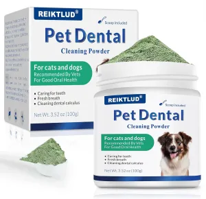 Dental Powder for Dog Teeth Cleaning Tooth Cleaning Powder with Probiotics for Dog Bad Breath Treatment Plaque and Tartar for Small Medium and Large Dogs Pet Dental Powde 3.52 Ounces