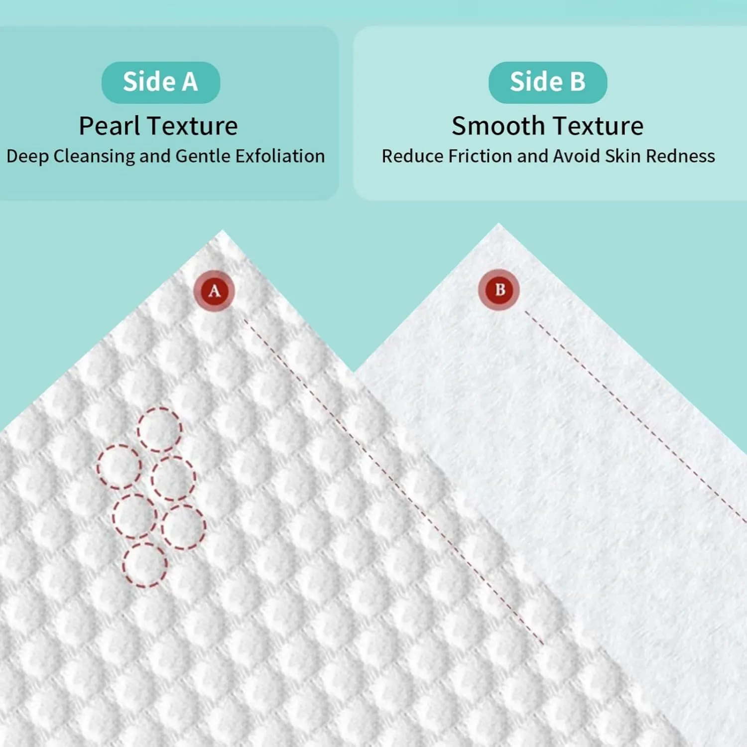 Disposable Face Towels,Ultra Thick Face Towelettes XL, Lint-Free Facial Wipes for Makeup Removal & Gentle Skin Care,50 Count, 10"12", Pearl-textured,Eco-Friendly