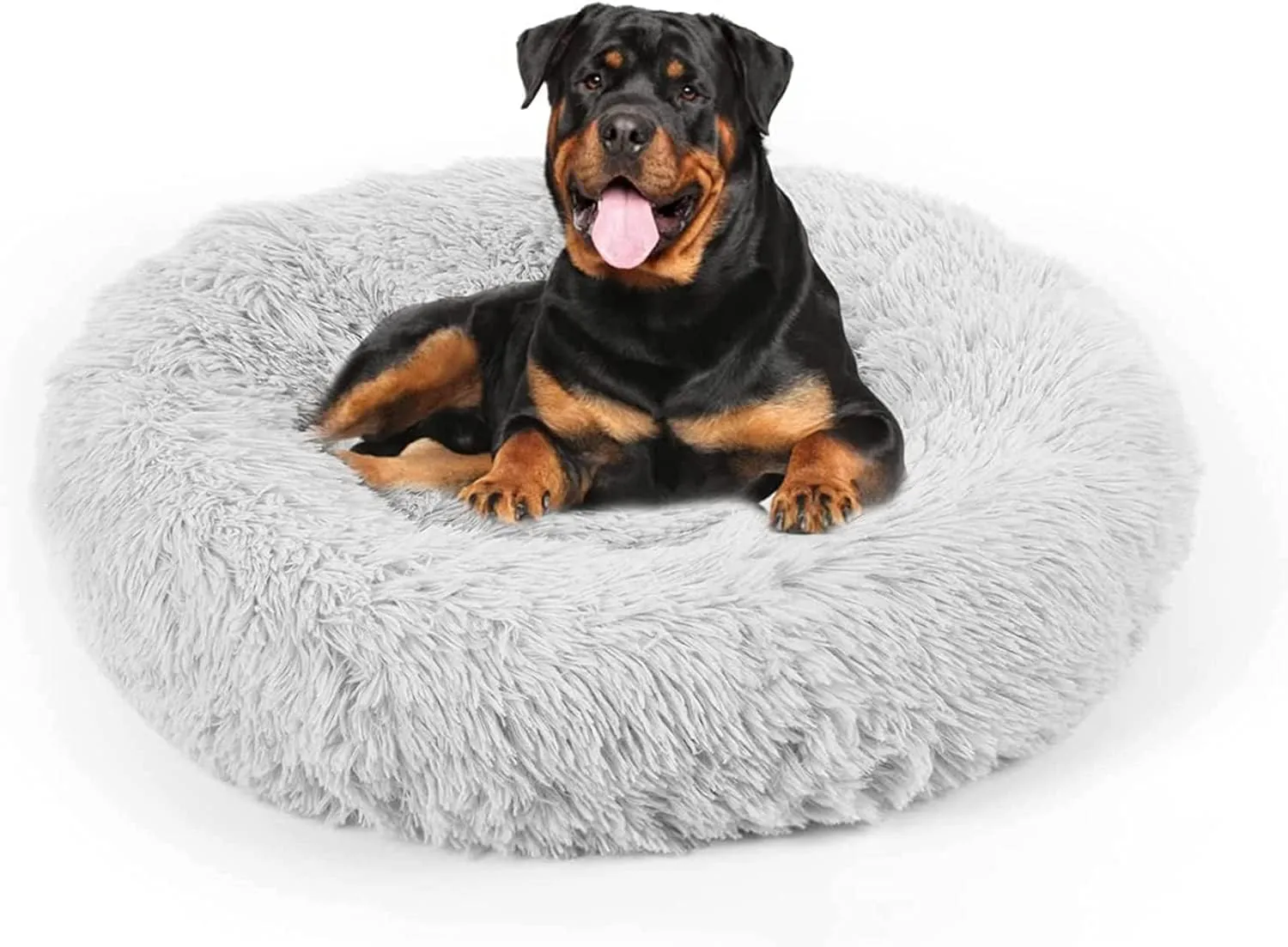 Dog Bed, Cat Calming Bed, Faux Fur Pillow Pet Donut Cuddler Round Plush Bed for Large Medium Small Dogs and Cats