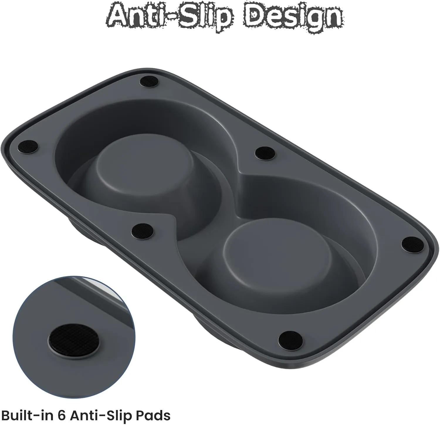 Dog Food Bowl with Mat Double No Spill No Mess Stainless Steel Bowls Easy to Clean Dog Water and Food Bowls Non-Skid Design, Perfect for Medium or Small Breeds, Grey