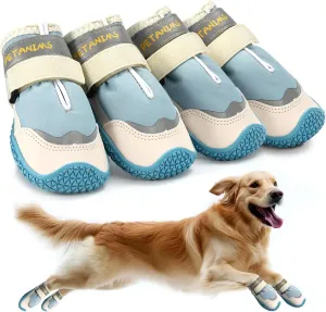 Dog Shoes for Large Dogs, Medium Dog Boots & Paw Protectors for Winter Snow, Waterproof Dog Booties for Hot Pavement, Hardwood Floors, for Rainy Blue Size 3
