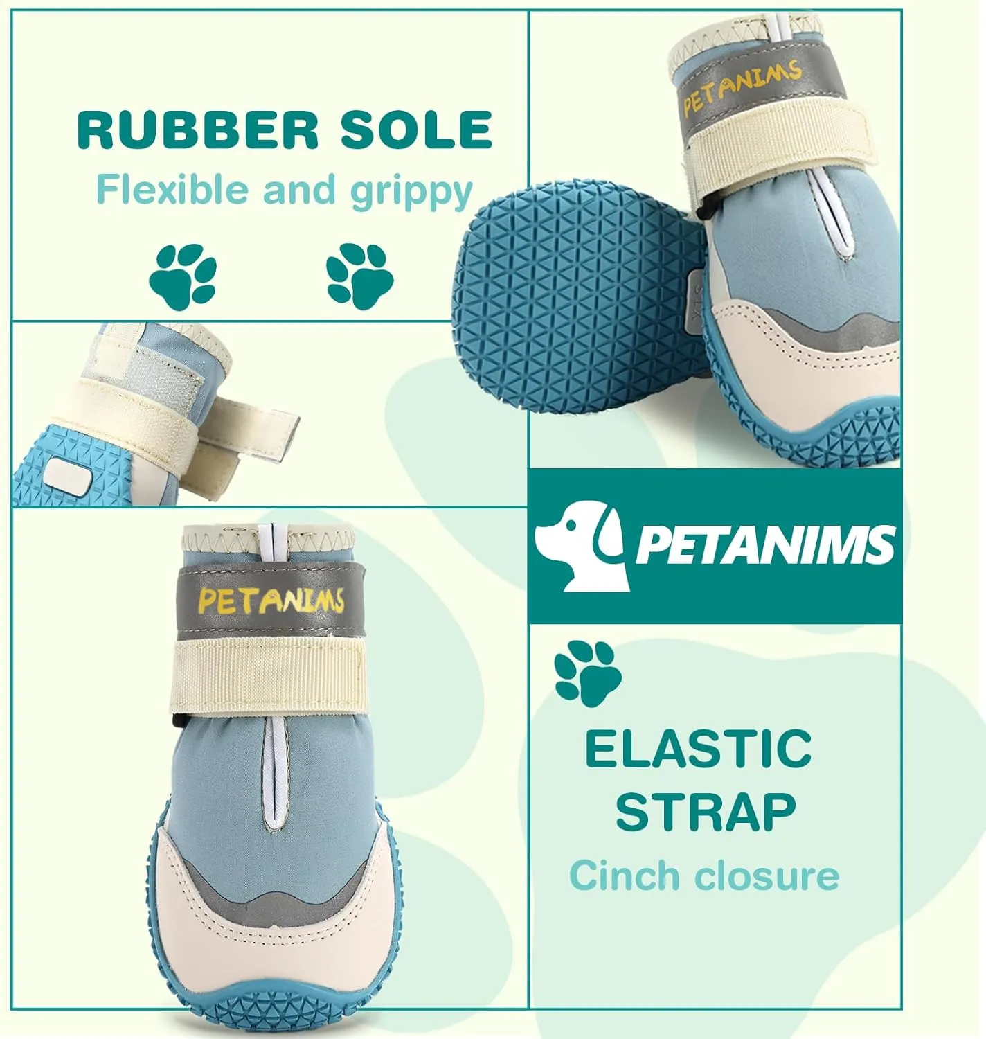 Dog Shoes for Large Dogs, Medium Dog Boots & Paw Protectors for Winter Snow, Waterproof Dog Booties for Hot Pavement, Hardwood Floors, for Rainy Blue Size 3