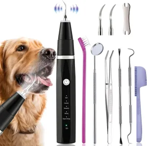 Dog Teeth Cleaning Kit-Dog Tooth Plaque Remover-Ultimate Pet Dental Care Kit - Ultrasonic Teeth Cleaner and Plaque Remover for Dogs | Complete Oral Hygiene Solution-Black