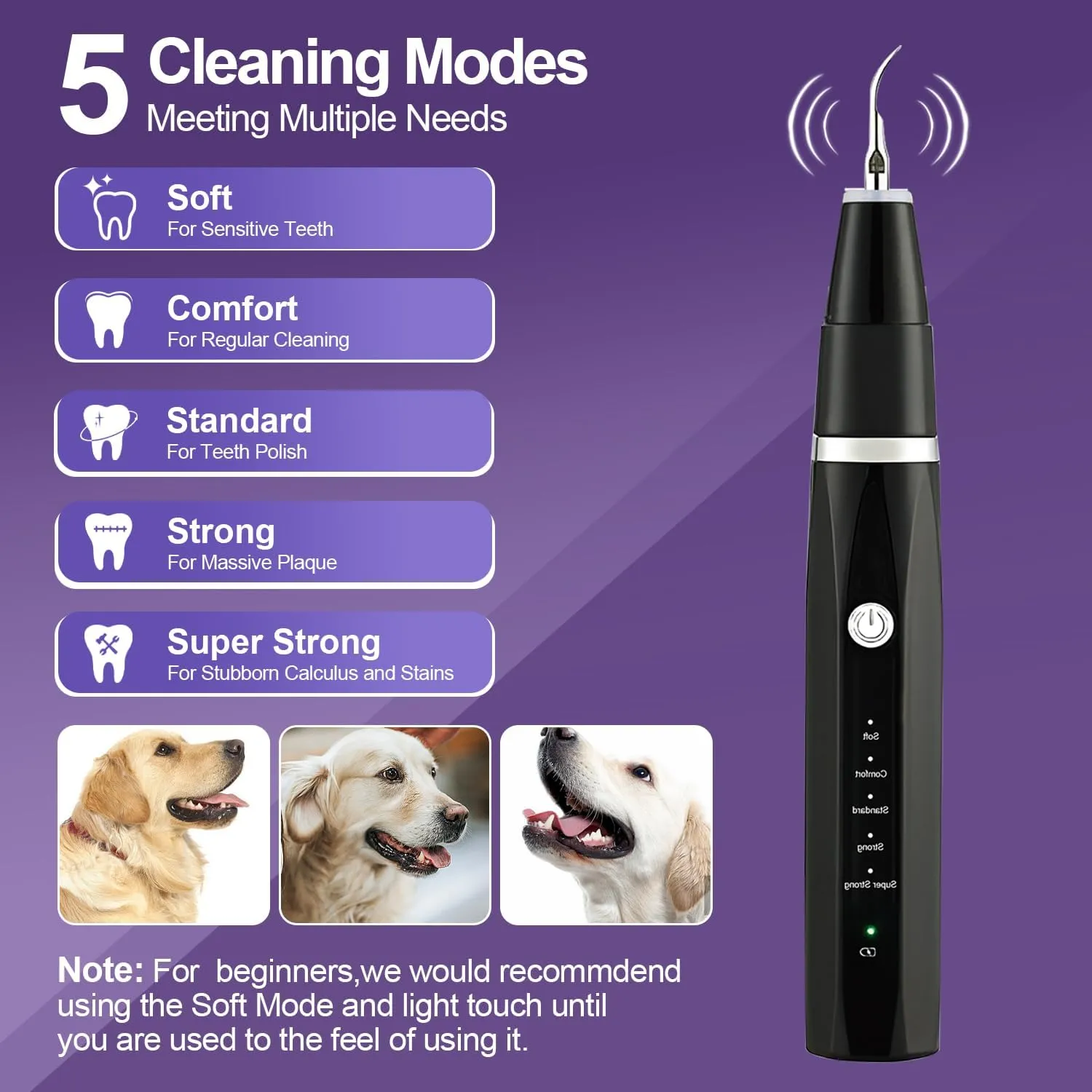Dog Teeth Cleaning Kit-Dog Tooth Plaque Remover-Ultimate Pet Dental Care Kit - Ultrasonic Teeth Cleaner and Plaque Remover for Dogs | Complete Oral Hygiene Solution-Black
