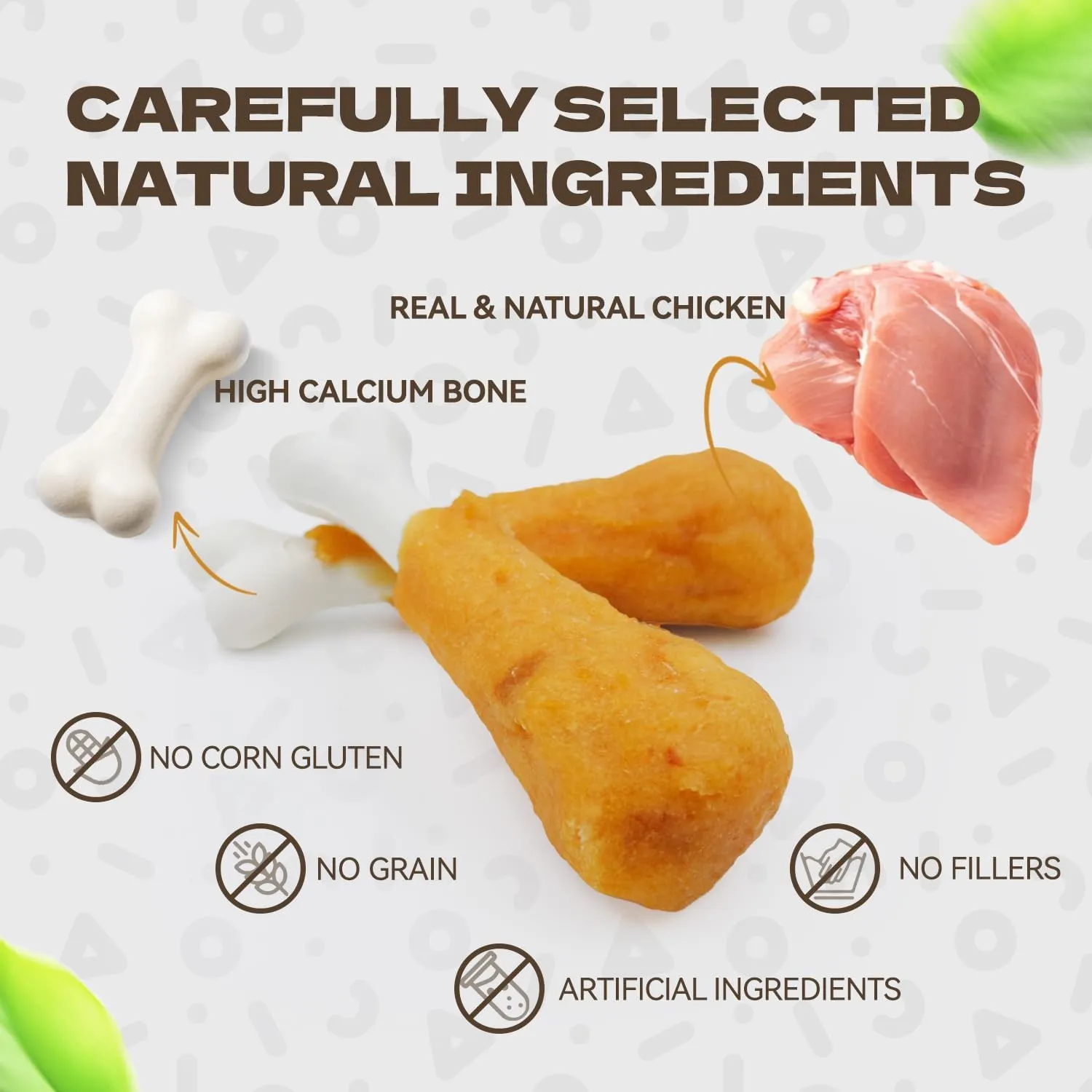 Dog Treats, Chicken Wrapped Calcium Bones Rawhide-Free Grain-Free Dog Training Treats Teeth Cleaning Chews Long-Lasting Snacks for Medium and Large Breed 10.54oz