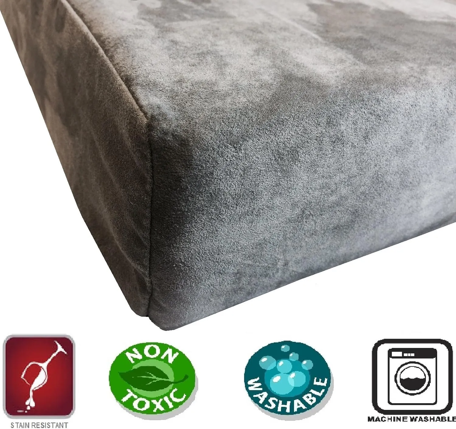 Dogbed4less Orthopedic Gel Memory Foam Dog Bed with Microsuede Gray Cover, Waterproof Liner and Extra Replacement Pet Bed Case, Fit Large 42"X28" Crate