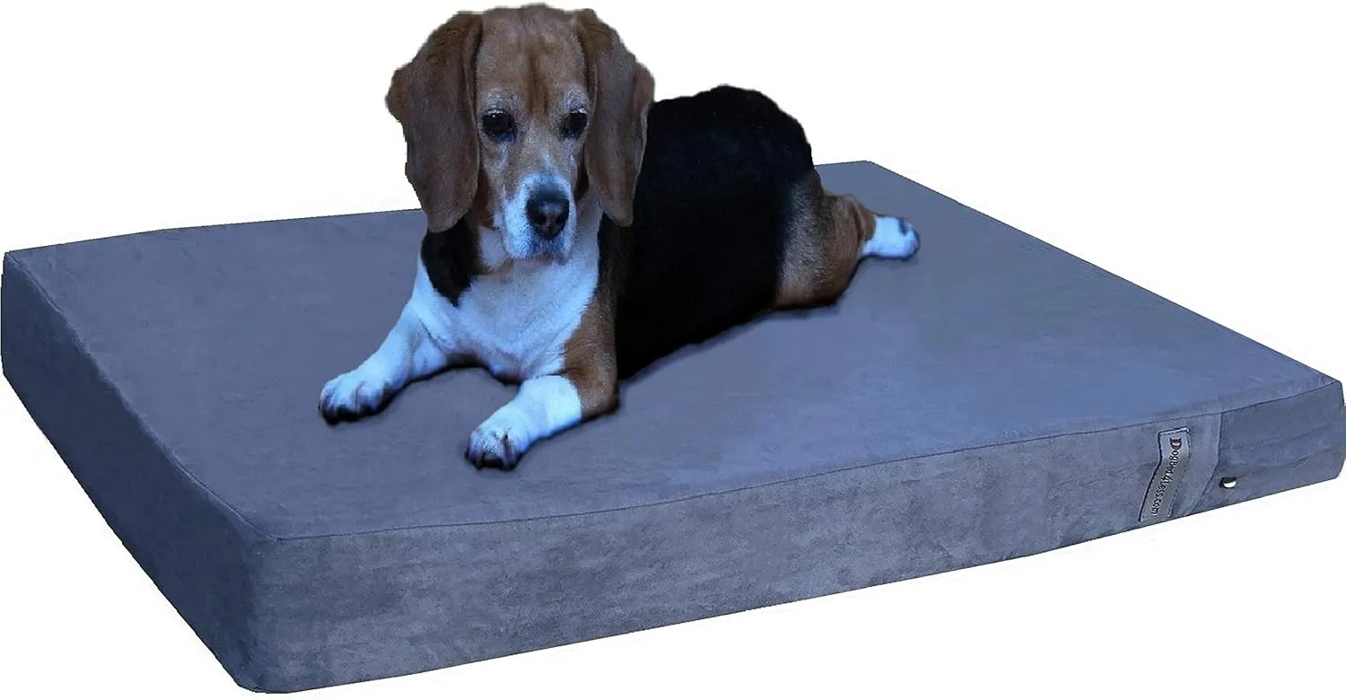 Dogbed4less Orthopedic Gel Memory Foam Dog Bed with Microsuede Gray Cover, Waterproof Liner and Extra Replacement Pet Bed Case, Fit Large 42"X28" Crate