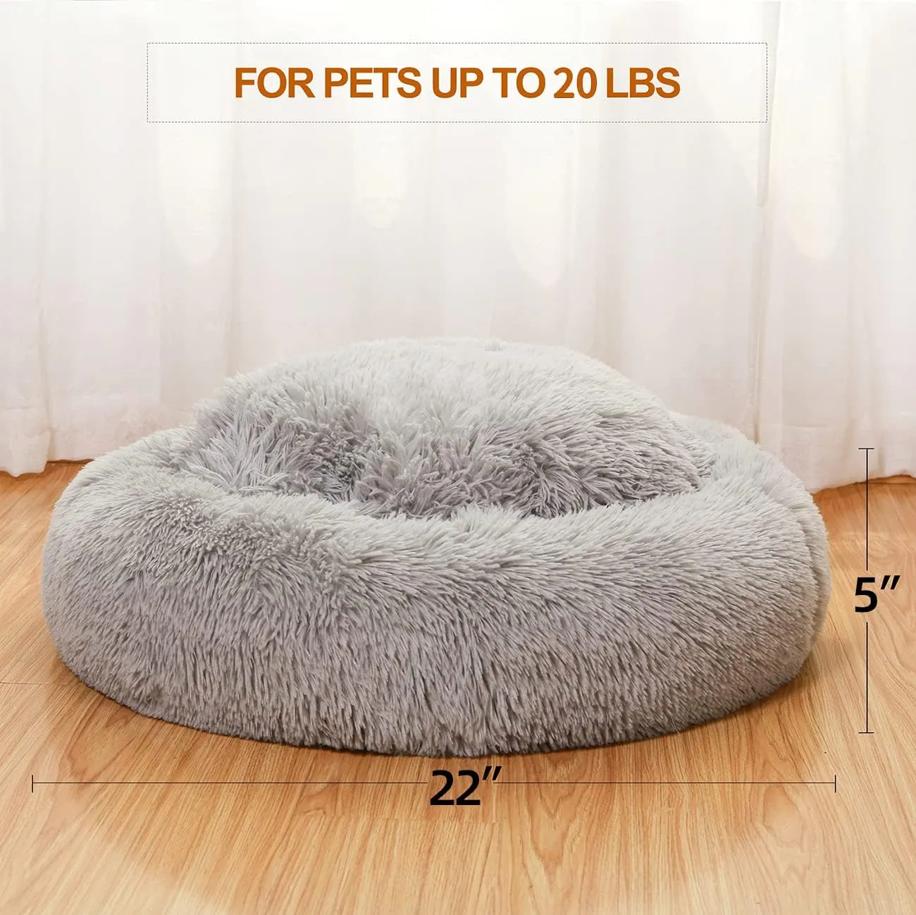 Donut Dog Beds for Medium Dogs,Washable Large Dog Bed Calming Cuddler,Fluffy Round Pet Bed,Faux Fur Small Cat Bed.