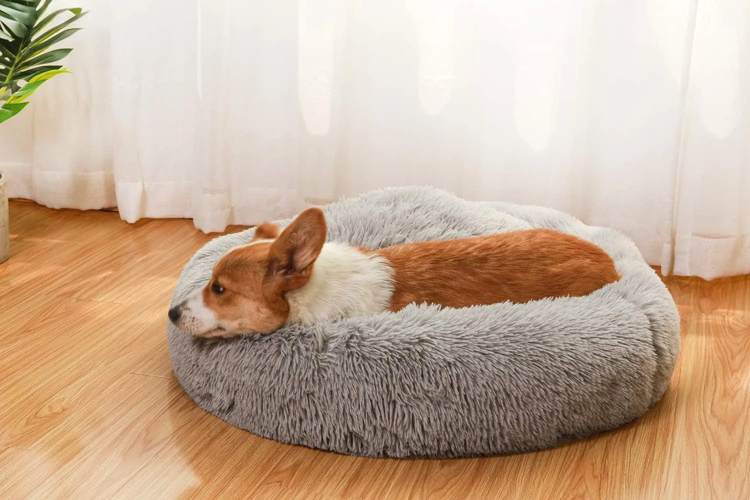 Donut Dog Beds for Medium Dogs,Washable Large Dog Bed Calming Cuddler,Fluffy Round Pet Bed,Faux Fur Small Cat Bed.