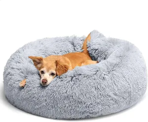 Donut Dog Beds for Medium Dogs,Washable Large Dog Bed Calming Cuddler,Fluffy Round Pet Bed,Faux Fur Small Cat Bed.