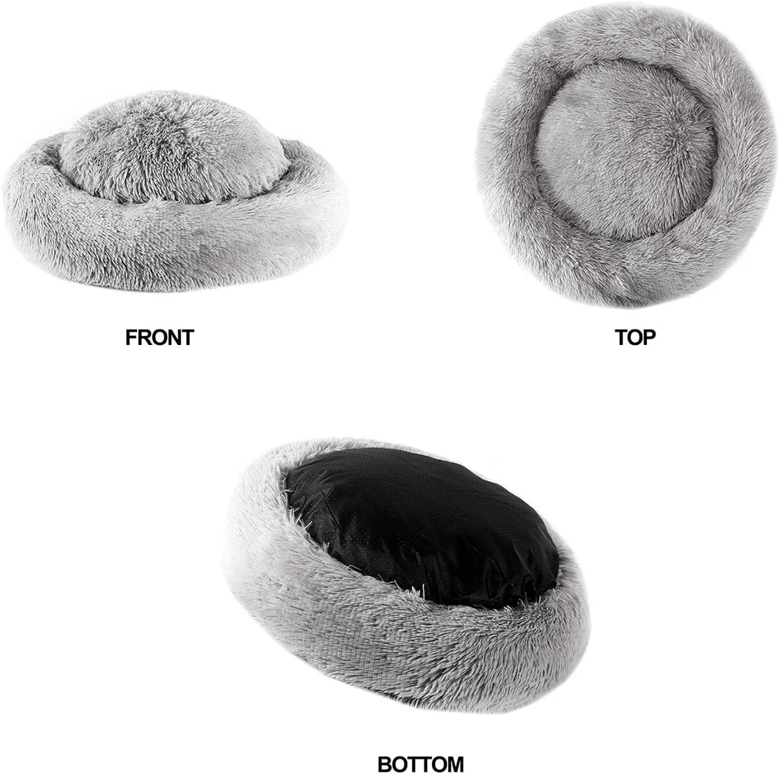 Donut Dog Beds for Medium Dogs,Washable Large Dog Bed Calming Cuddler,Fluffy Round Pet Bed,Faux Fur Small Cat Bed.